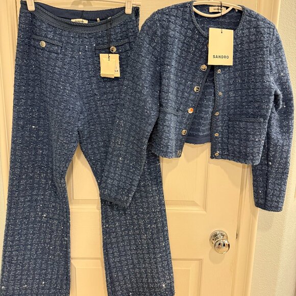 NWT Sandro Decorative knit coatigan and trousers - Picture 5 of 9